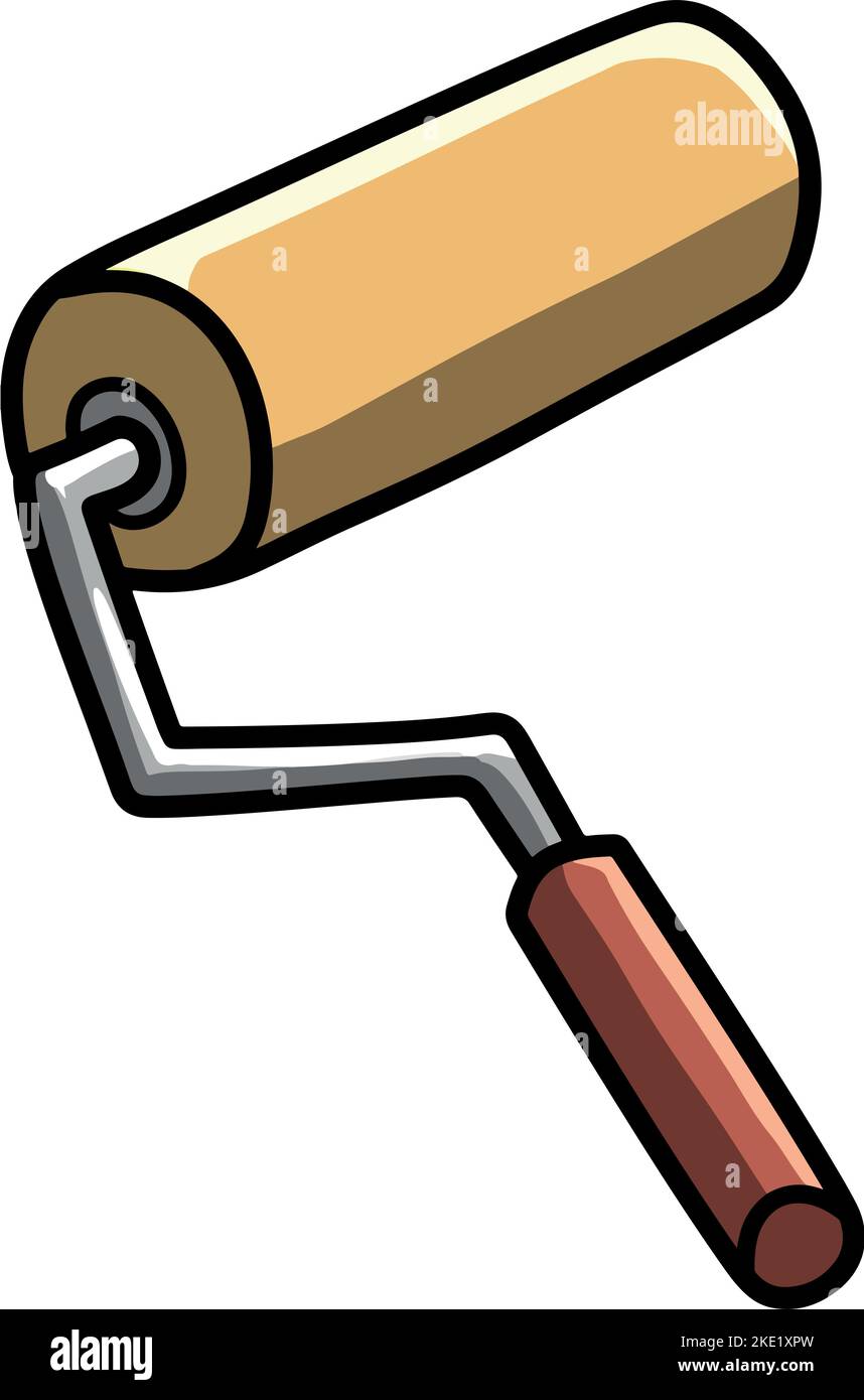 A vertical of a cute kawaii paint roller clipart on a white background  Stock Vector Image & Art - Alamy