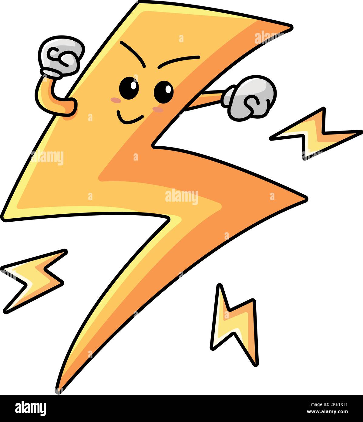 A cute kawaii lightning clipart with a smiley face Stock Vector Image & Art  - Alamy