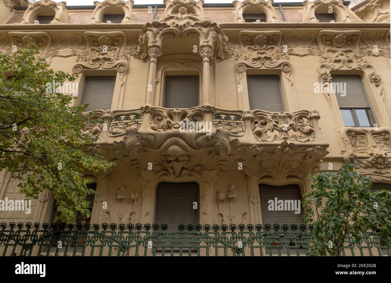 art nouveau architectural details on building in Madrid, Spain Stock Photo