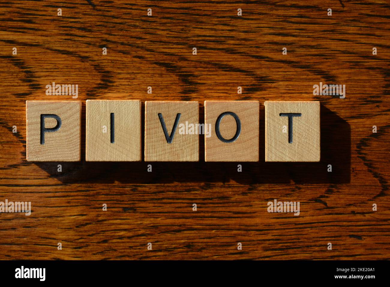 Pivot, word in wooden alphabet letters isolated on wood background