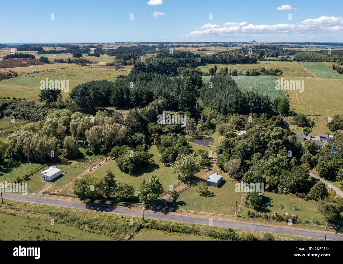 Aerial shot of Rural southwest Horowhenua looking north, showing