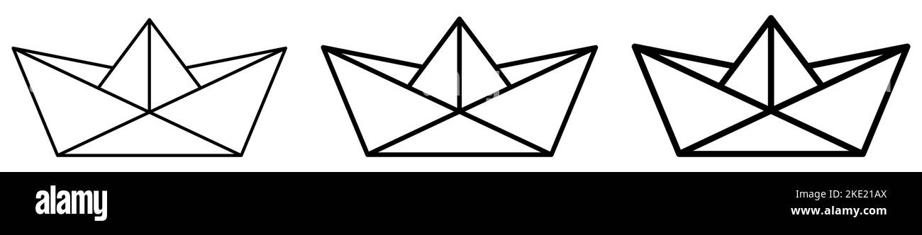 Paper boat line icon set. Design for web and mobile app. Vector ...