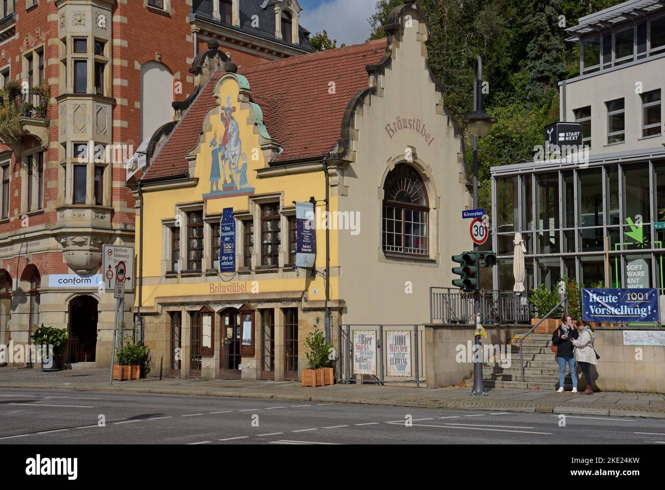 The historic Bräustübel bar and restaurant in Loschwitz, Dresden, Germany Stock Photo