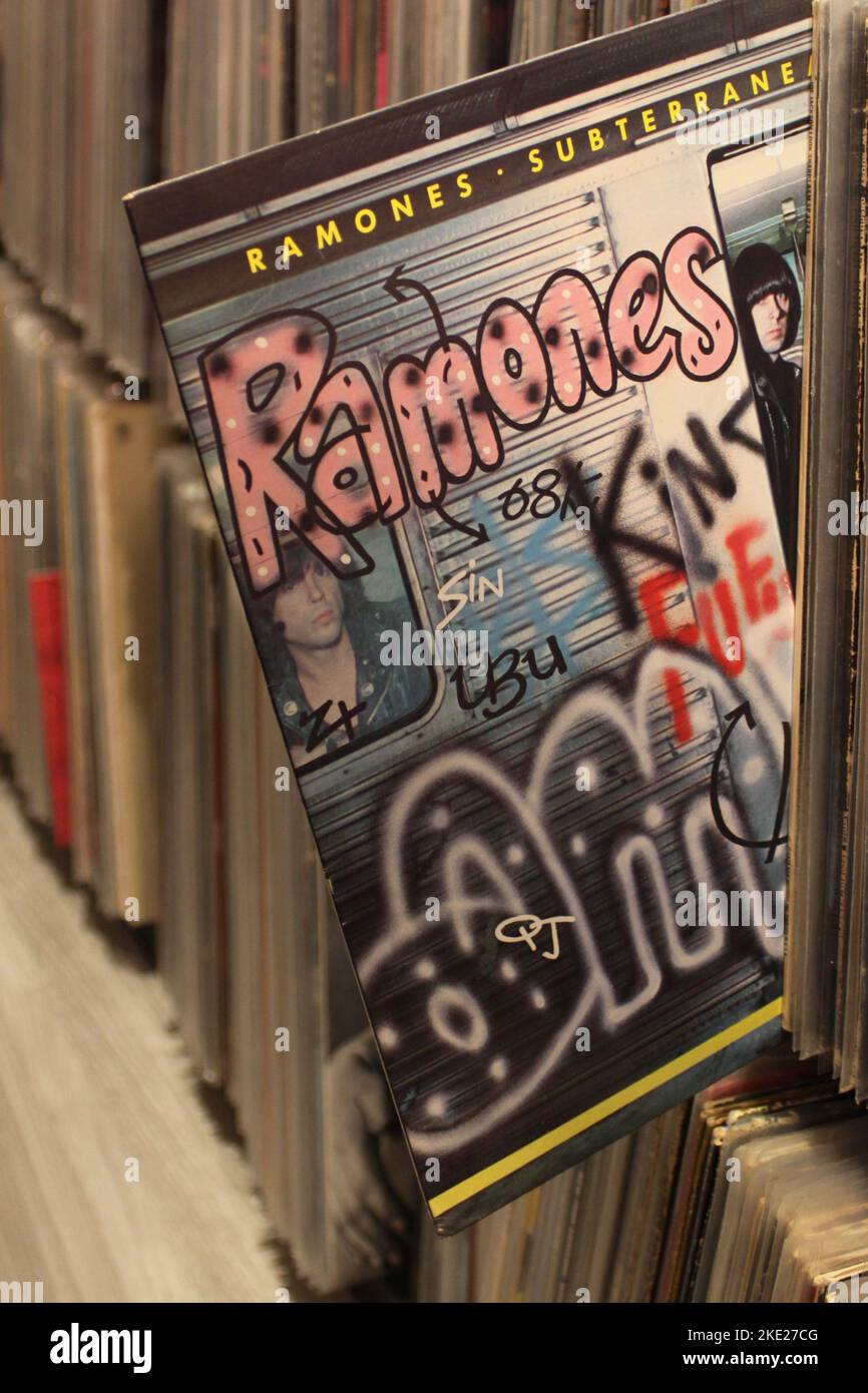 Ramones albums, punk rock records, vinyl LP's Stock Photo