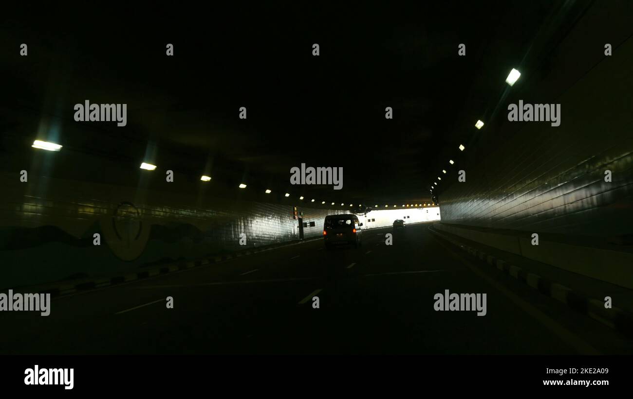DUBAI, UNITED ARAB EMIRATES, UAE NOVEMBER 20, 2017 Road and tunnel on the Palm Jumeirah