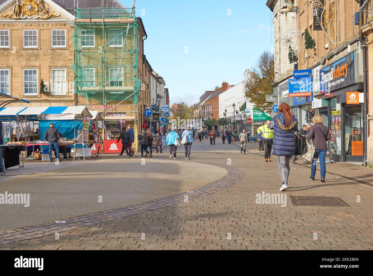Mansfield town center on Market day Stock Photo Alamy