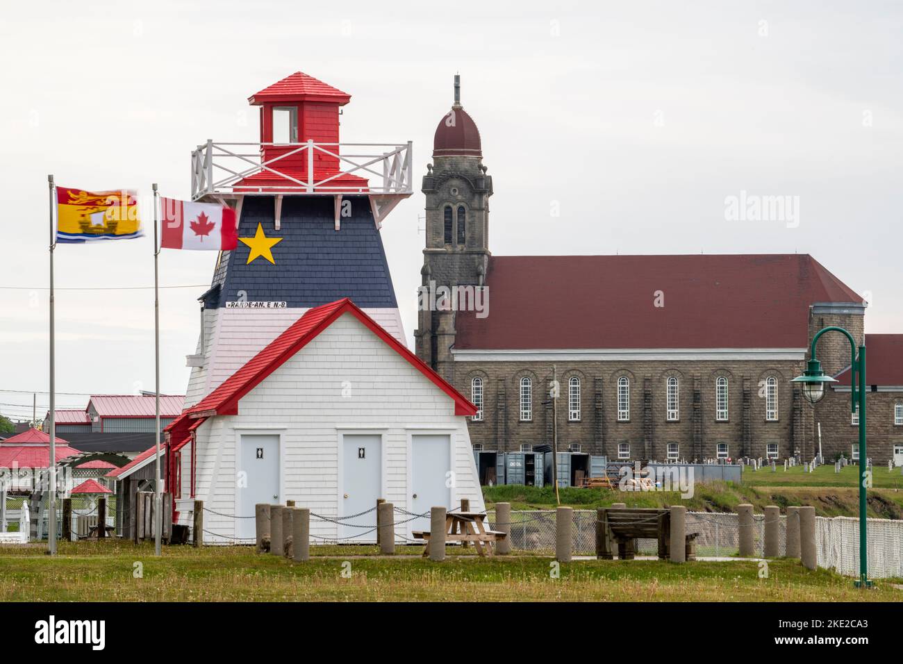 Information building with flags, Grande Anse, New Brunswick NB, Canada Stock Photo Alamy