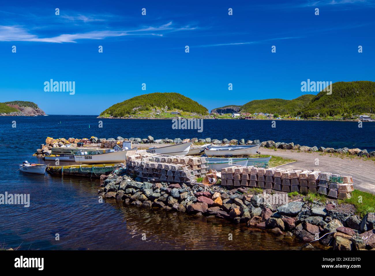 Lobster traps and wharf, Moreton's Harbour, Newfoundland and Labrador