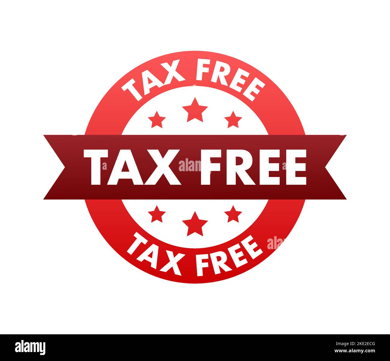 Modern red tax free sign on white background. Vector stock illustration