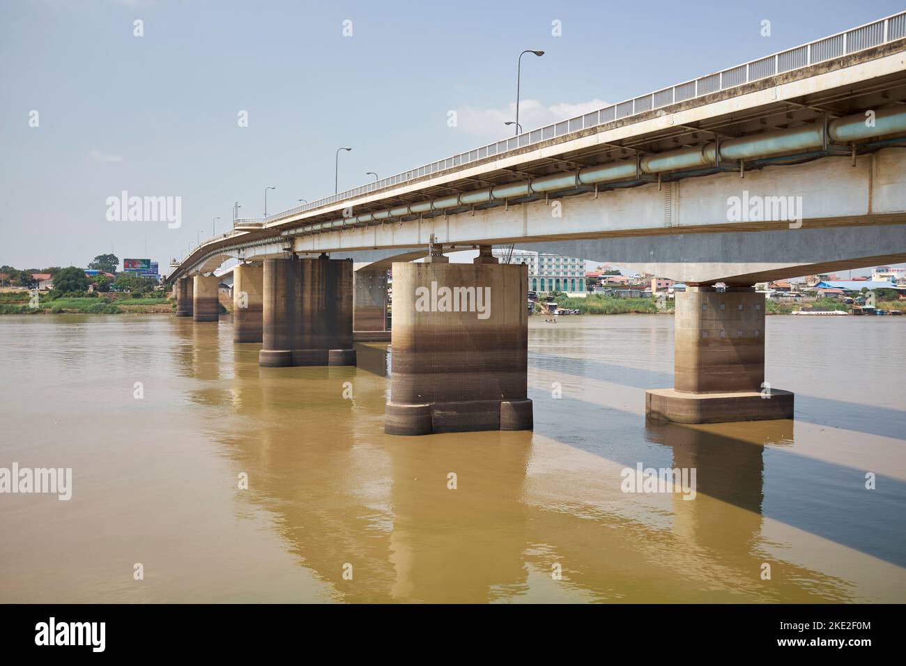 Chrong Changvar Bridge Tonle Sap River Phnom Penh Cambodia Stock Photo ...