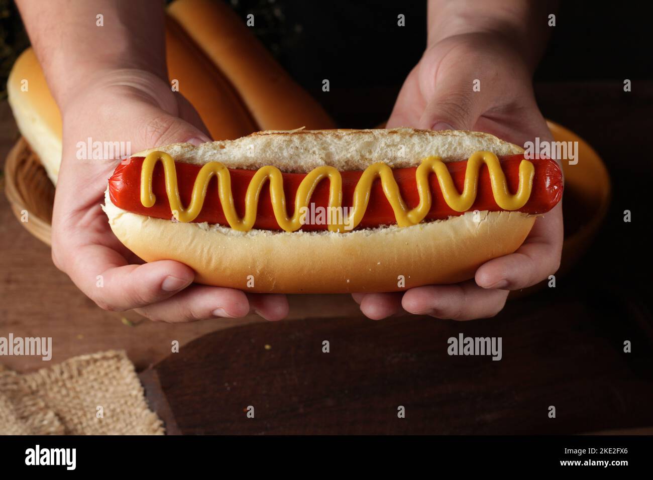delicious hot dog sandwich Stock Photo Alamy
