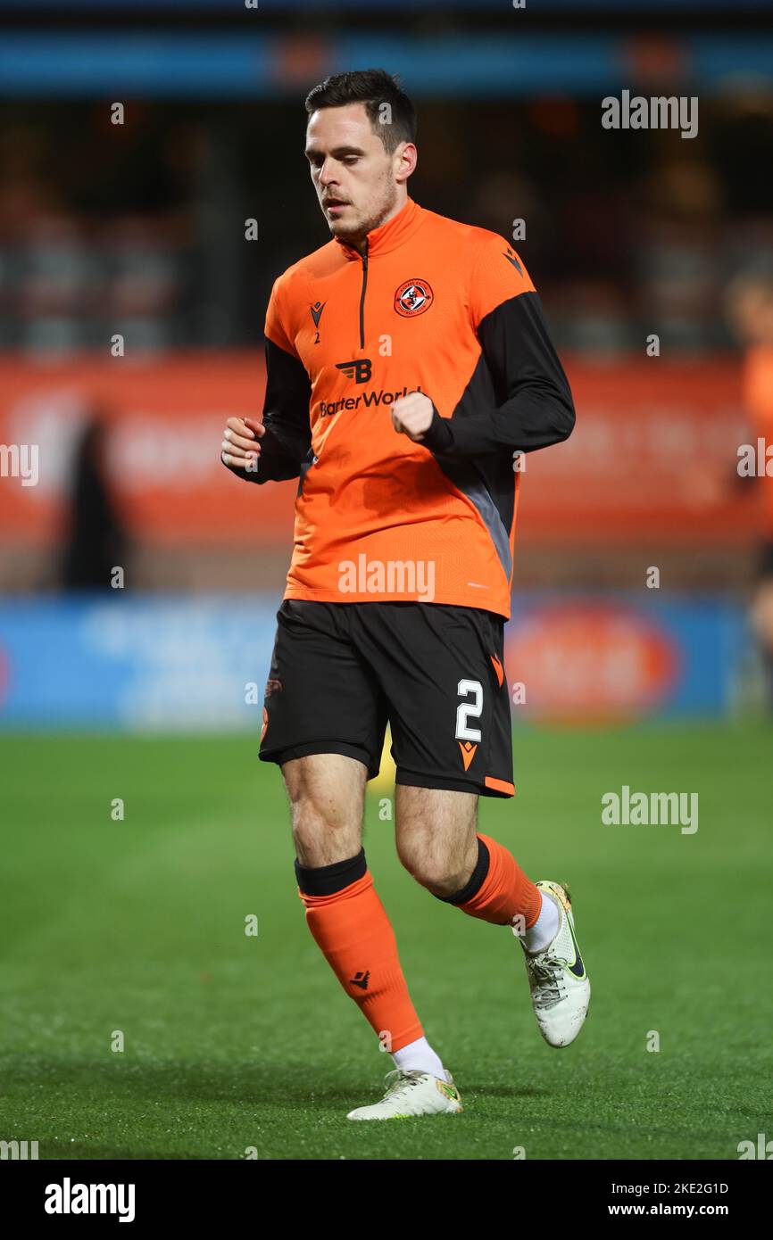 9th November 2022; Tannadice Park, Dundee,  Scotland: Scottish Premier League football, Dundee United versus Kilmarnock; Liam Smith of Dundee United during the warm up before the match Stock Photo
