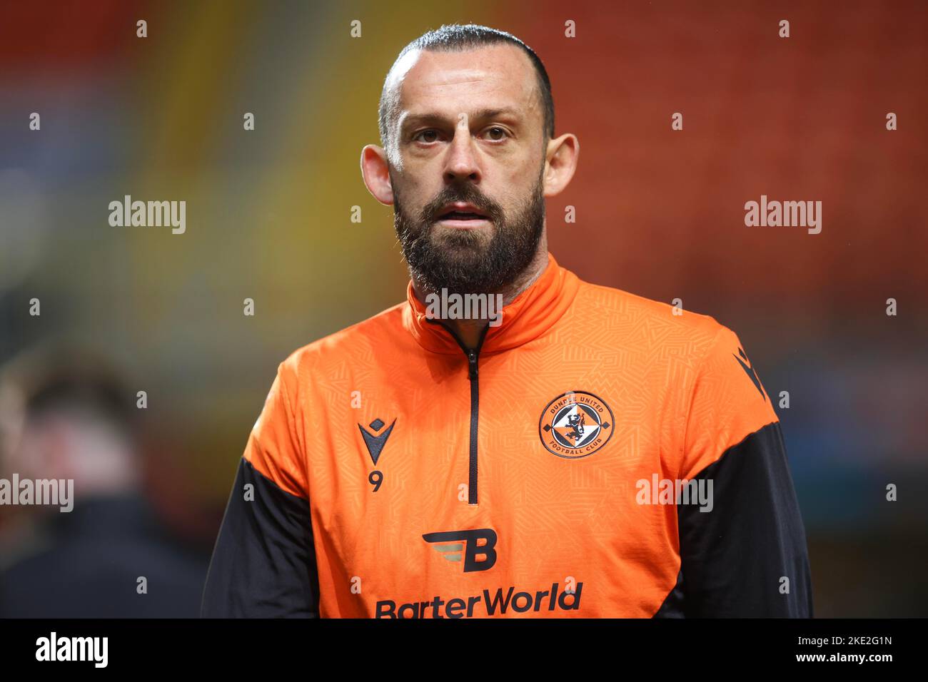 9th November 2022; Tannadice Park, Dundee, Scotland: Scottish Premier League football, Dundee United versus Kilmarnock; Steven Fletcher of Dundee United during the warm up before the match Stock Photo