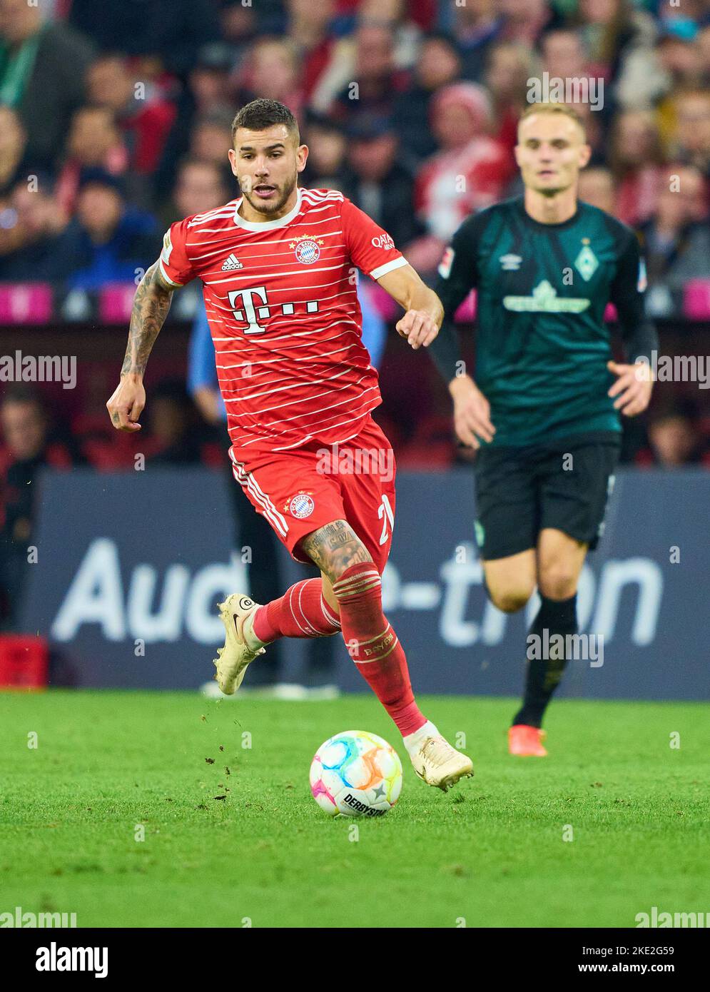 Lucas HERNANDEZ (FCB 21)  in the match FC BAYERN MÜNCHEN - SV WERDER BREMEN 6-1 1.German Football League on Nov 8, 2022 in Munich, Germany. Season 2022/2023, matchday 14, 1.Bundesliga, FCB, München, 14.Spieltag © Peter Schatz / Alamy Live News    - DFL REGULATIONS PROHIBIT ANY USE OF PHOTOGRAPHS as IMAGE SEQUENCES and/or QUASI-VIDEO - Stock Photo