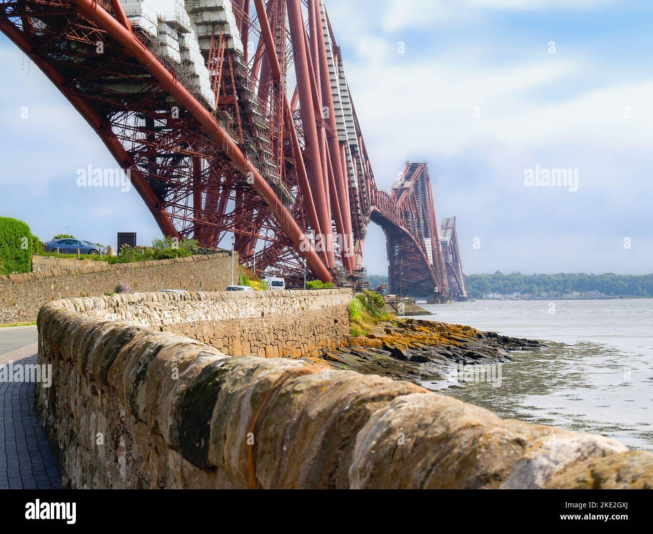 North Queensferry Railway Forth Bridge across Firth of Forth in Scotland. Stock Photo