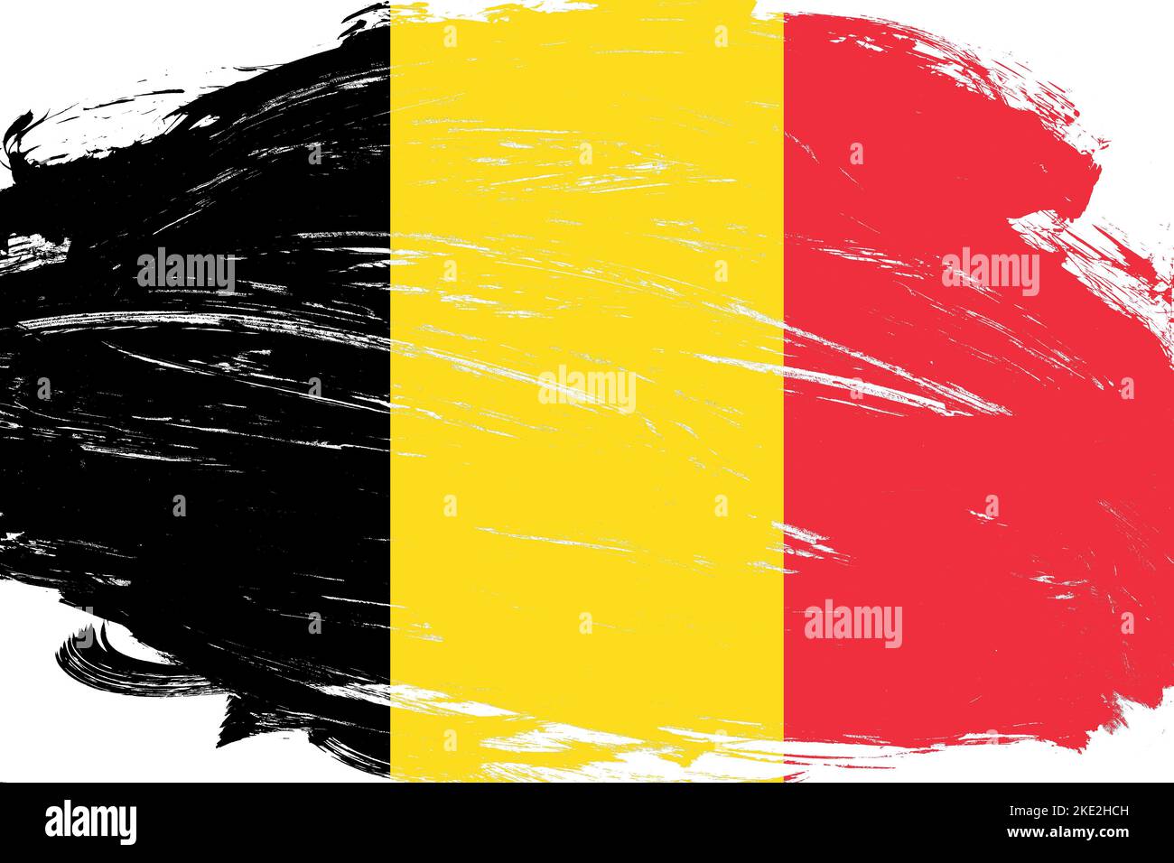 Distressed stroke brush painted belgium flag on white background Stock ...