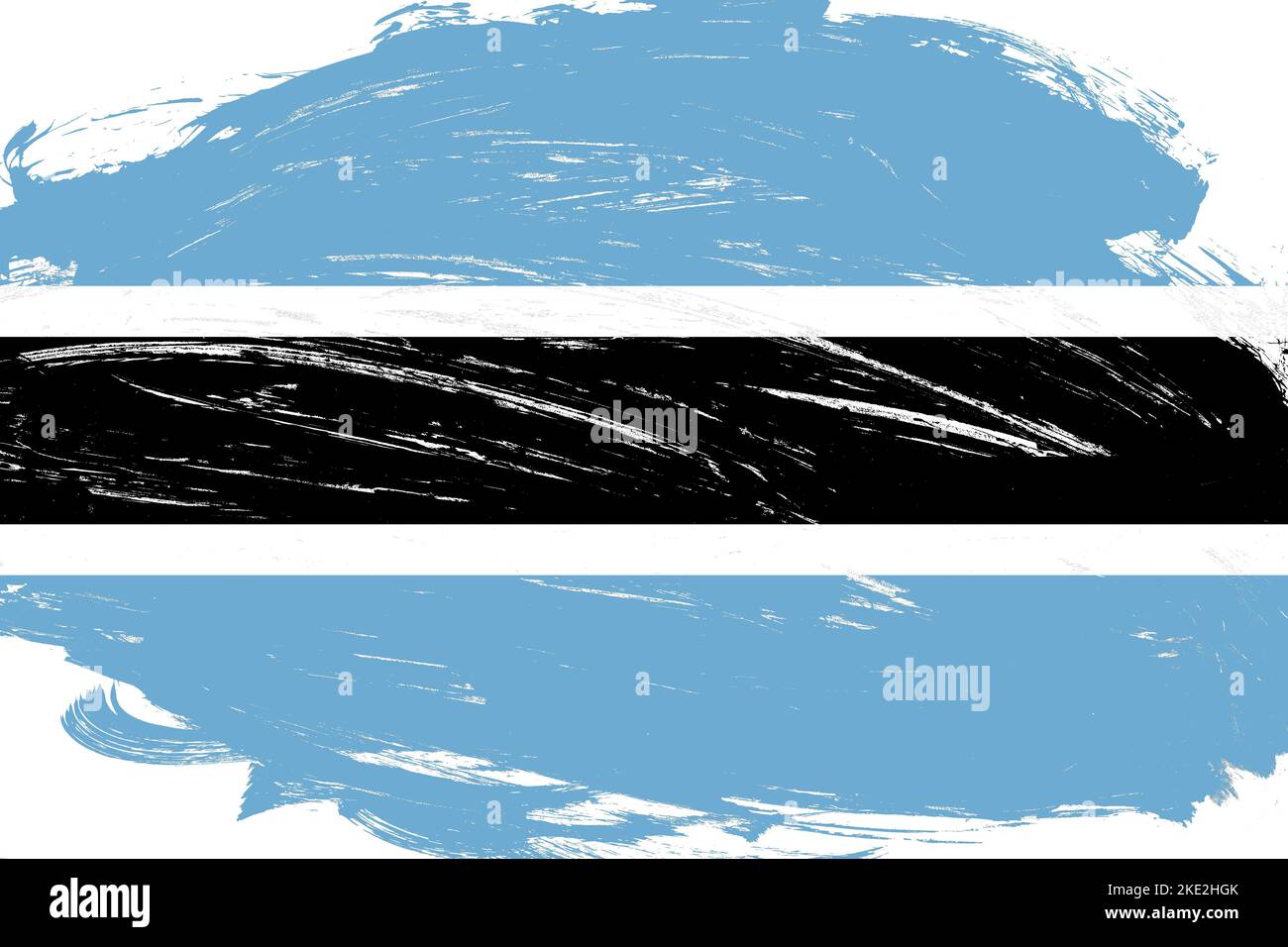 Distressed stroke brush painted botswana flag on white background Stock ...