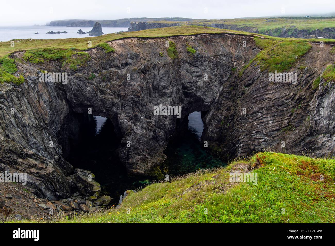 The Dungeons collapsed sea cave, Dungeons Provincial Park, Newfoundland and Labrador NL, Canada Stock Photo