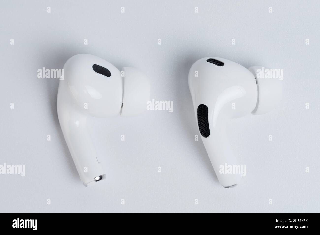 New york USA November 8 2022 Close up of apple earpods isolated on white studio background Stock Photo Alamy