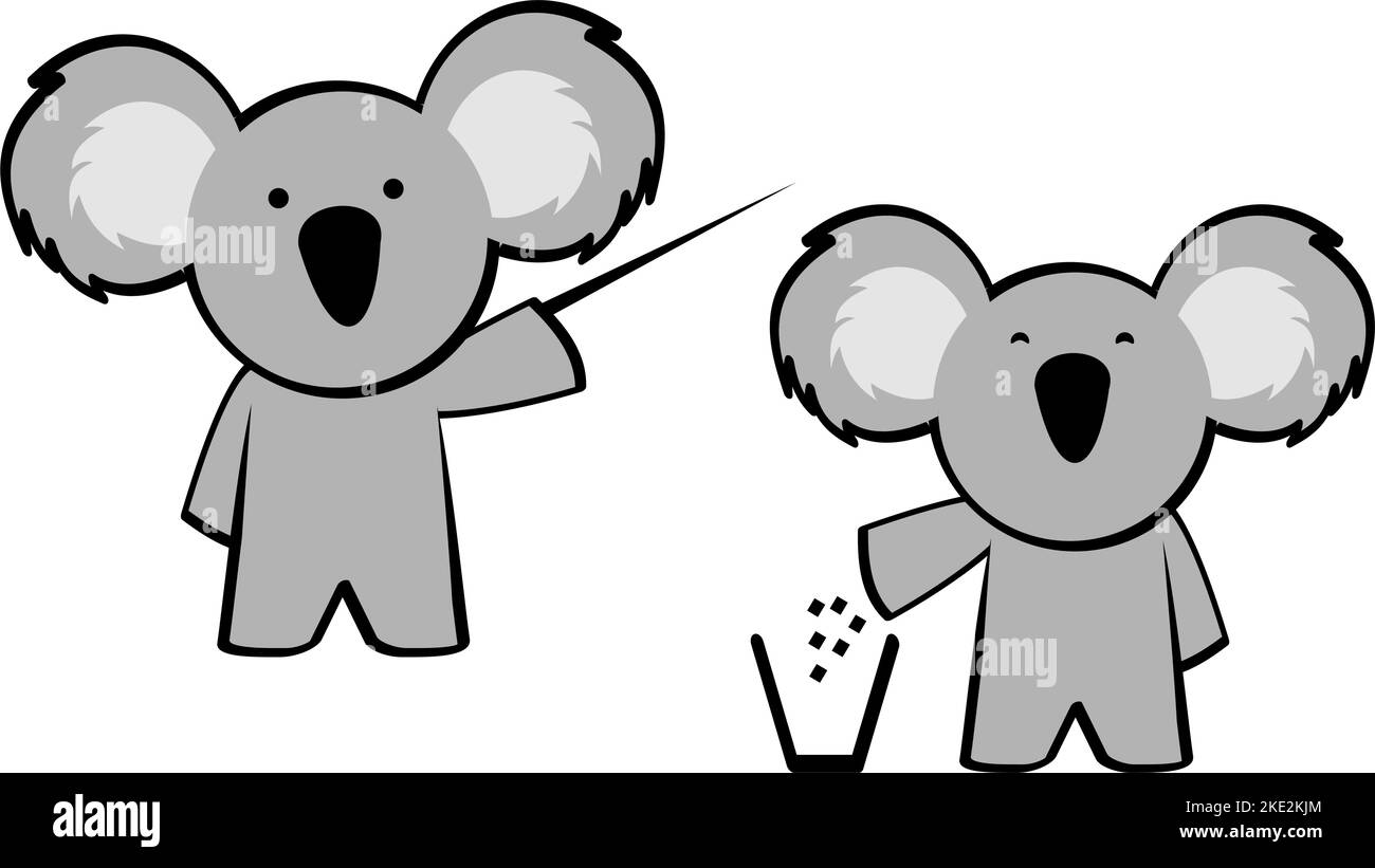 chibi koala cartoon set pack illustration in vector format Stock Vector