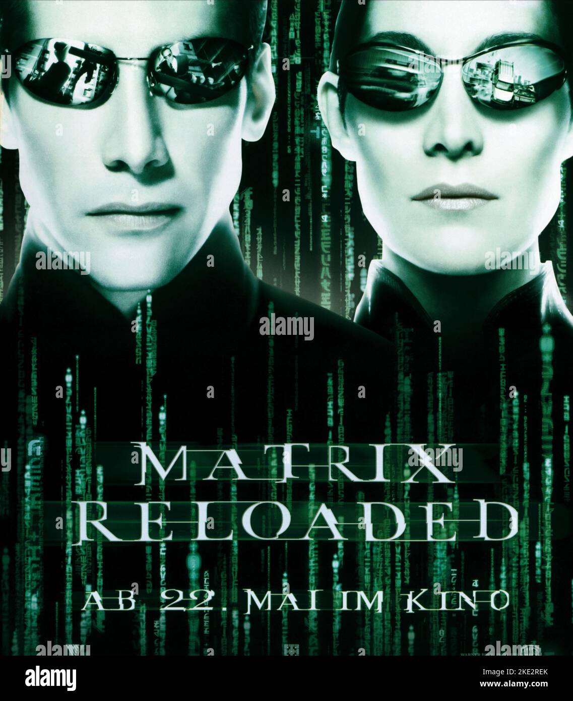 THE MATRIX RELOADED, KEANU REEVES, CARRIE-ANNE MOSS, 2003 Stock Photo