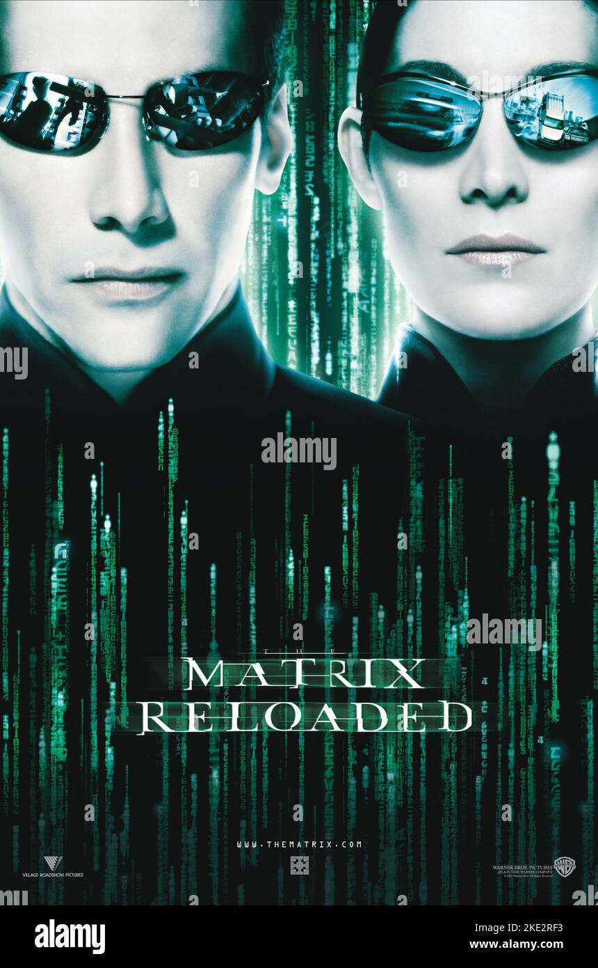 THE MATRIX RELOADED, KEANU REEVES, CARRIE-ANNE MOSS, 2003 Stock Photo