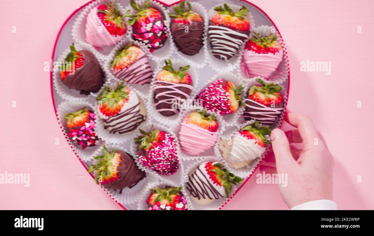 Chocolate dipped strawberries Stock Photo Alamy