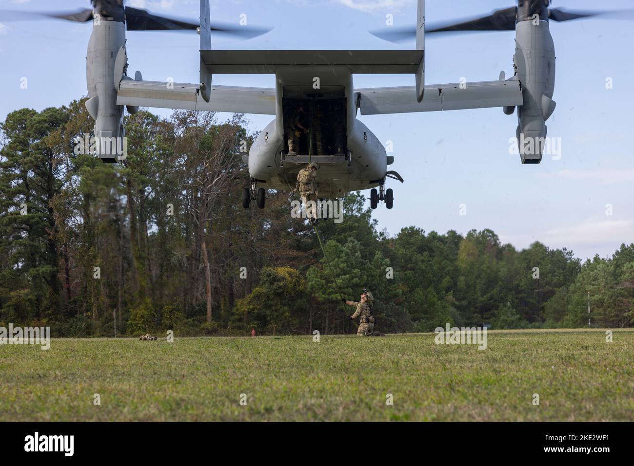 EastCoastbased U.S. Naval Special Warfare Operators (SEALs) fast rope from an MV22 Osprey
