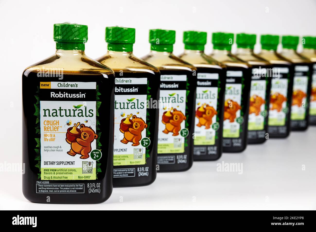 Robitussin syrup soothes coughs and helps clear mucus in children Stock