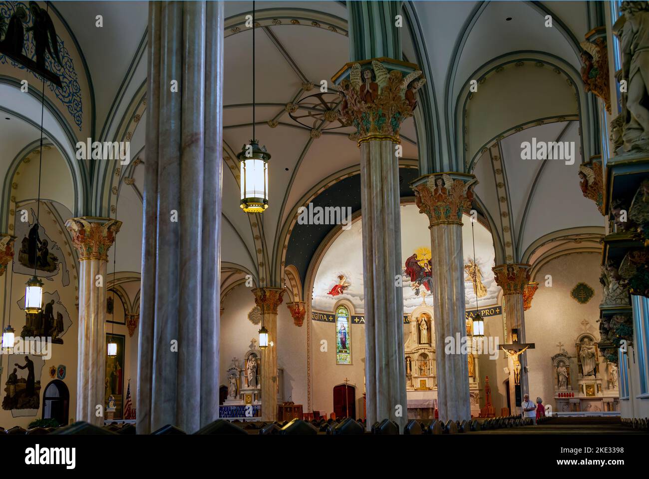 Interior view of Holy Angel's Catholic Church in Buffalo New York in 2013.  This church was decommissioned and sold in 2020. Stock Photo