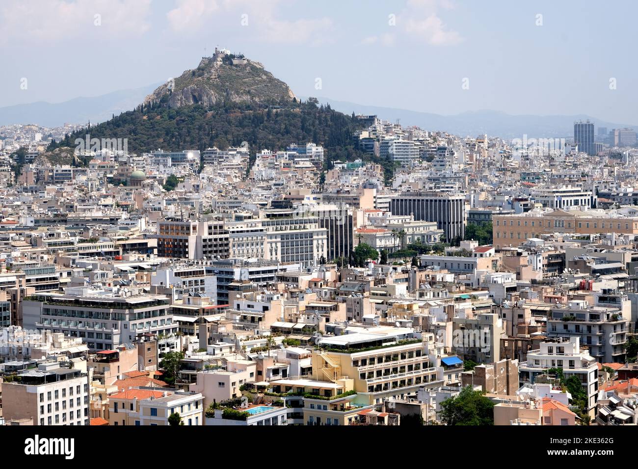 Rooftop athens greece mountain hill roof roofs city vista suburbs hi
