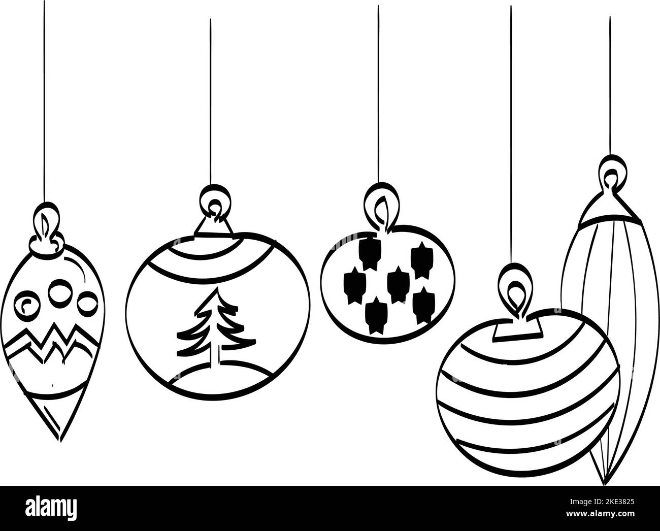 Vintage Holiday Icon. Hand Drawn outline Christmas Illustration. Vector