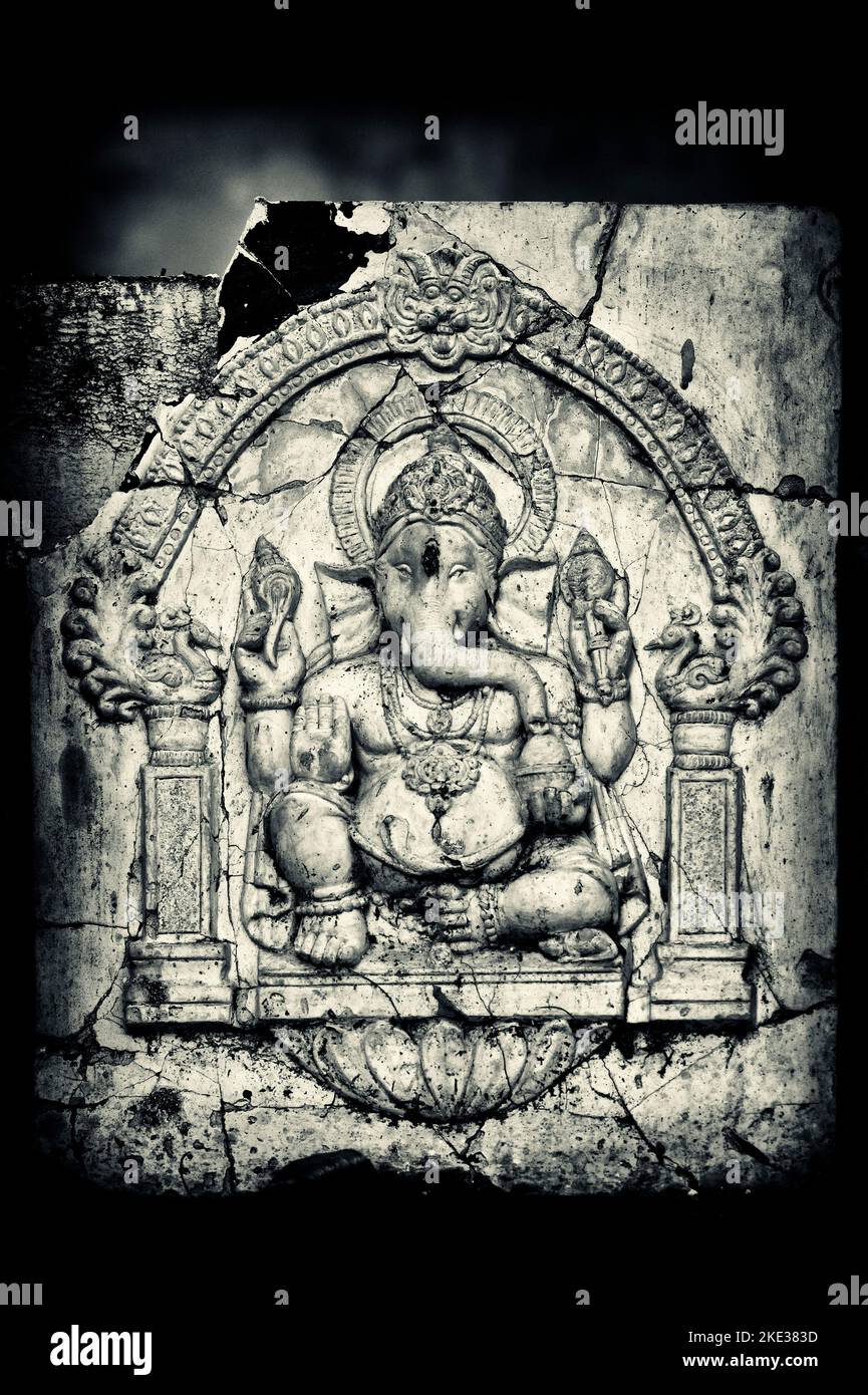Old Ganesha Plaque. India Stock Photo