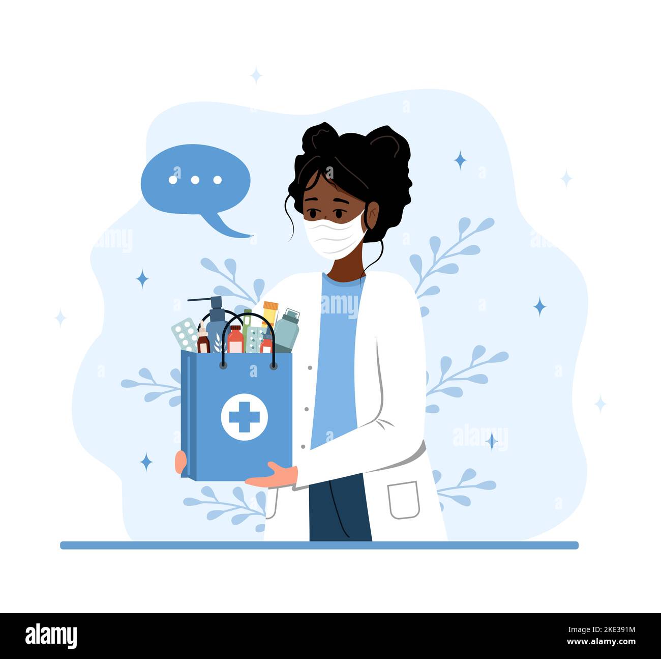 Illustration female pharmacist hi-res stock photography and images - Alamy