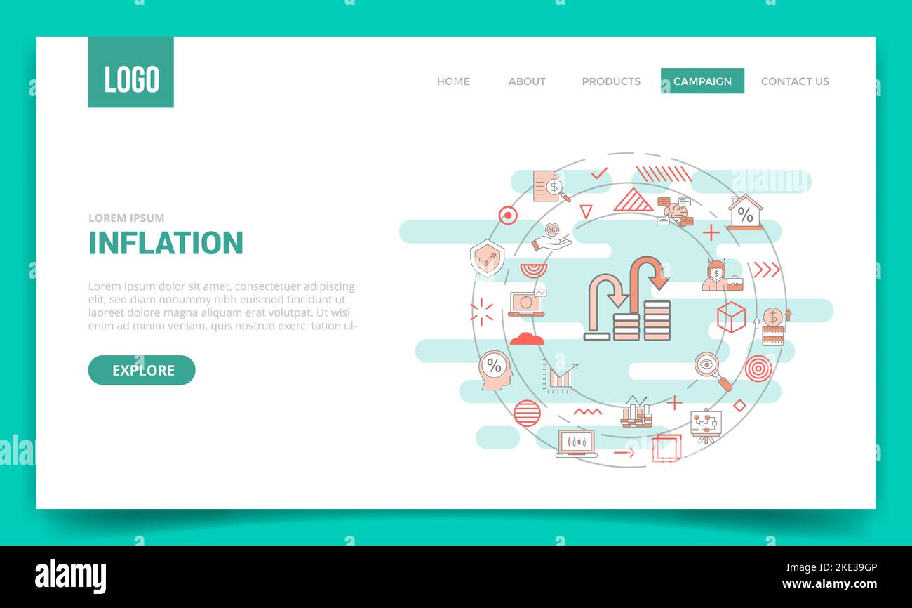 inflation concept with circle icon for website template or landing page ...