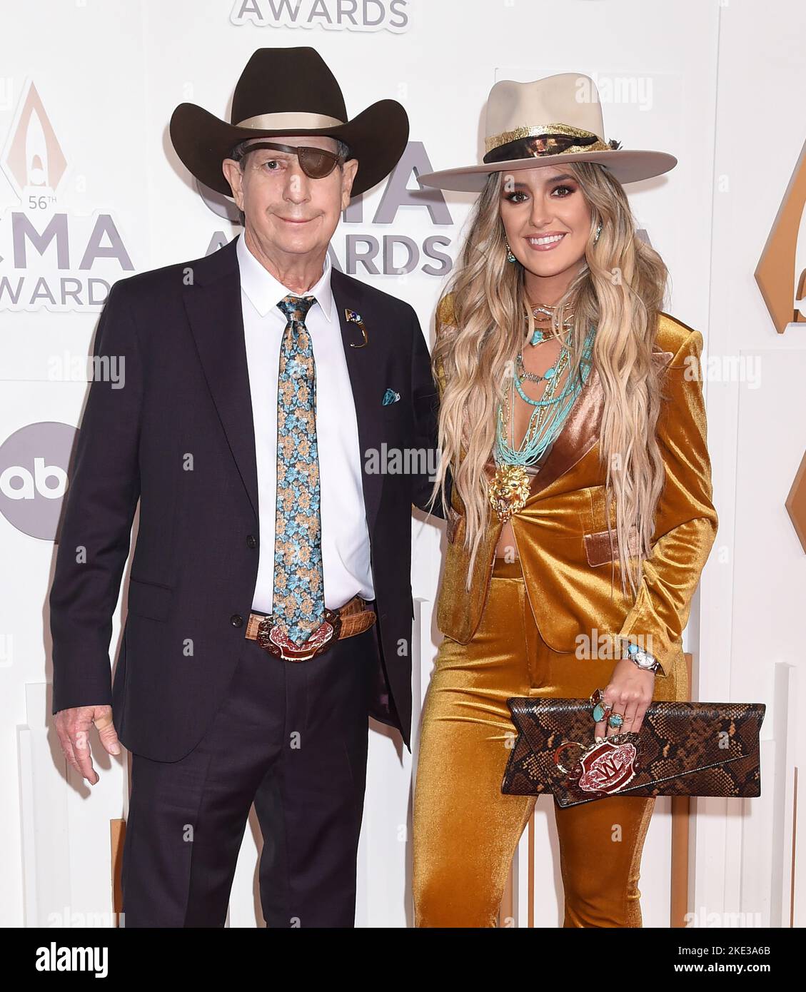 Lainey Wilson and dad Brian Wilson arriving at the 56th Annual Country