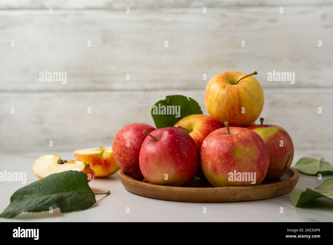 Fresh ripe organic apples food background harvest concept Stock Photo