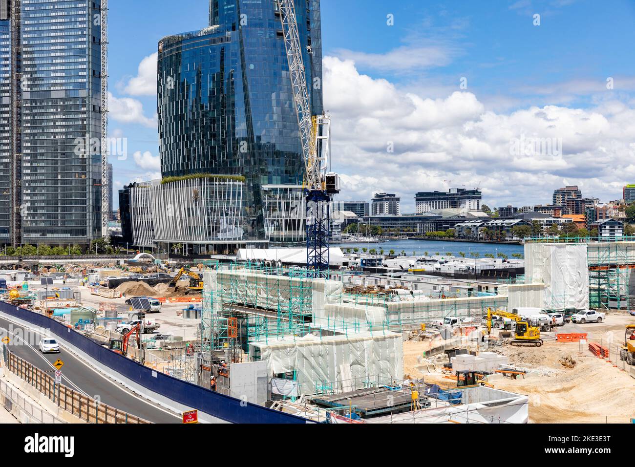 Barangaroo in Sydney city centre and construction development works at
