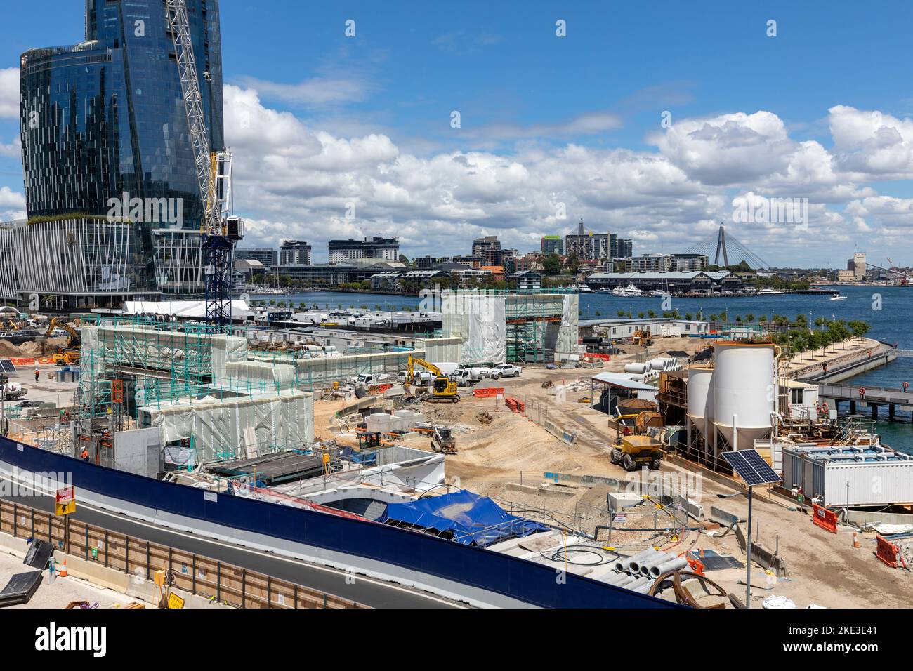 Barangaroo in Sydney city centre and construction development works at