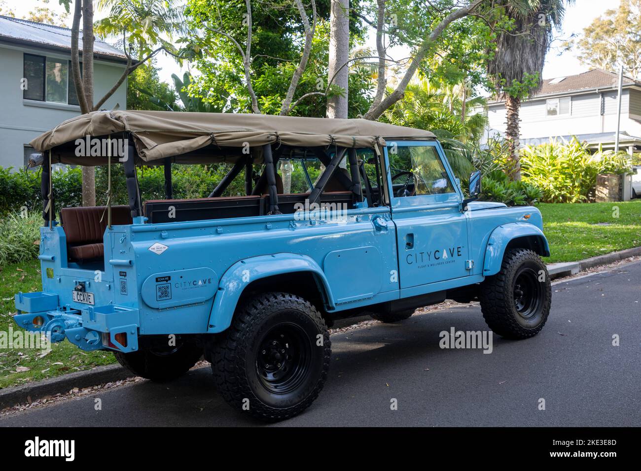 Classic Land Rover Defender in Sydney Australia open sides and canvas