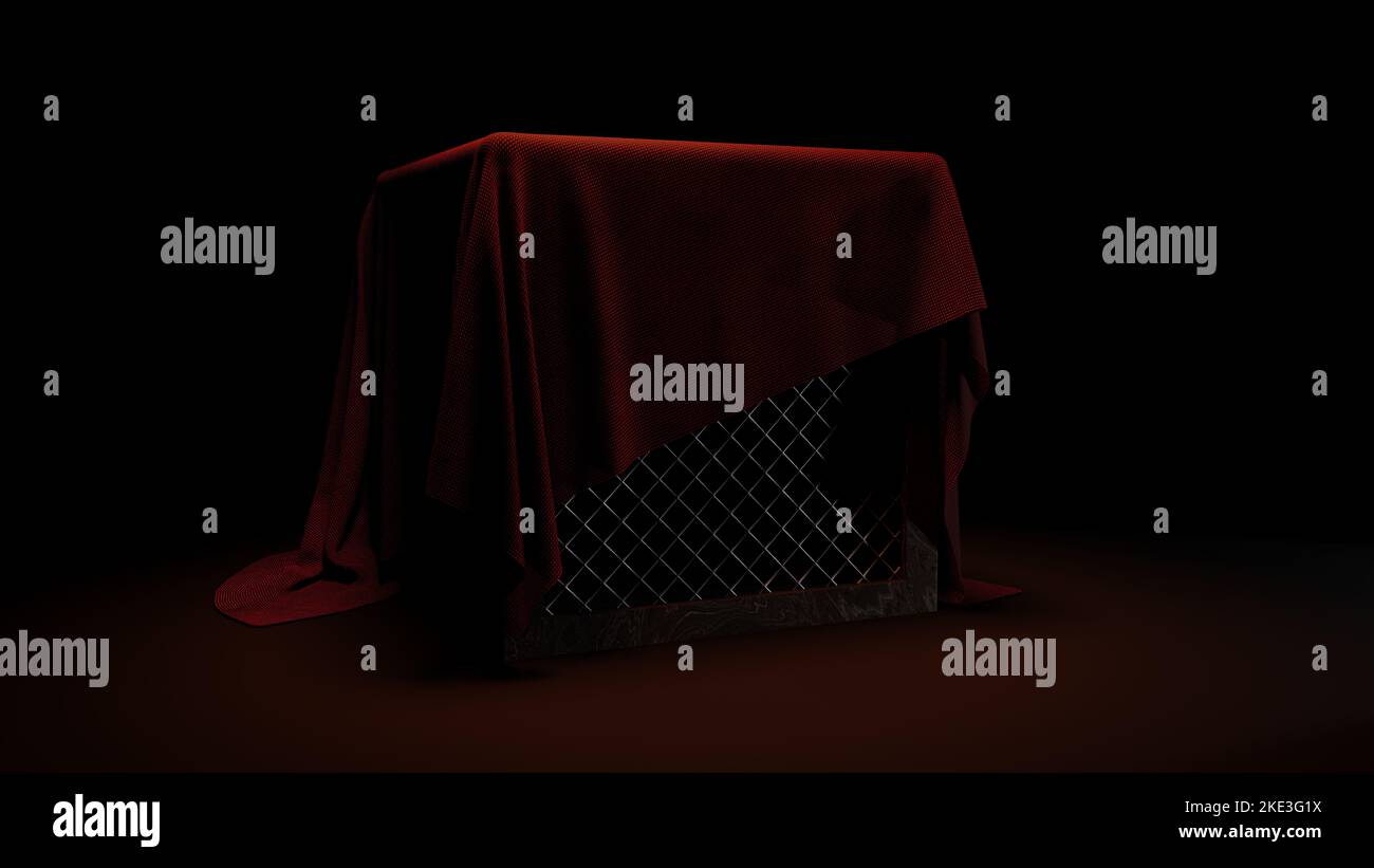 3DIllustration of a cage covered with a blanket Stock Photo Alamy