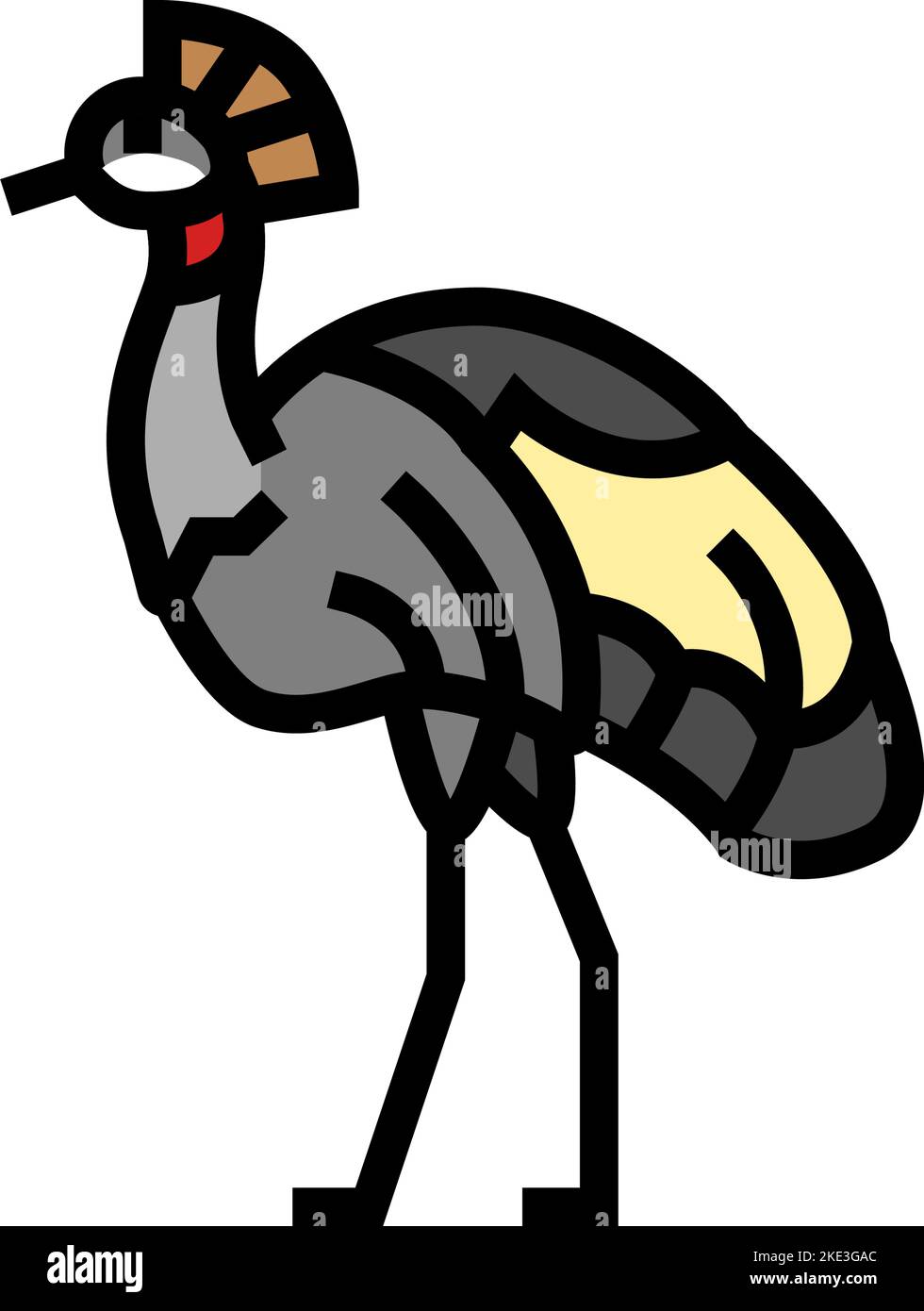 african crowned crane bird exotic color icon vector illustration Stock ...