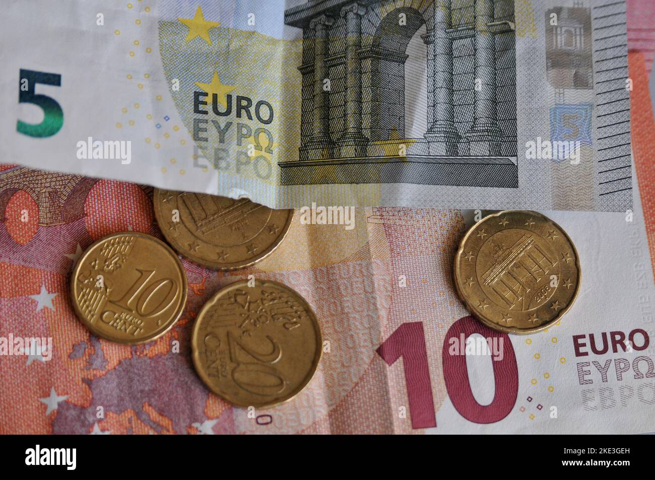 Copenhagen/Denmark/10 November 2022/Euro currency in notes and coins in