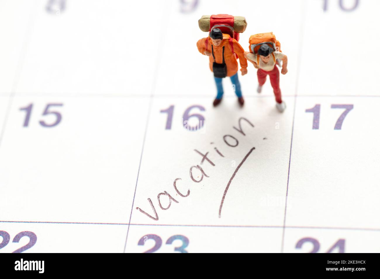 Miniature toys concept of a couple going for holidays or vacation Stock Photo