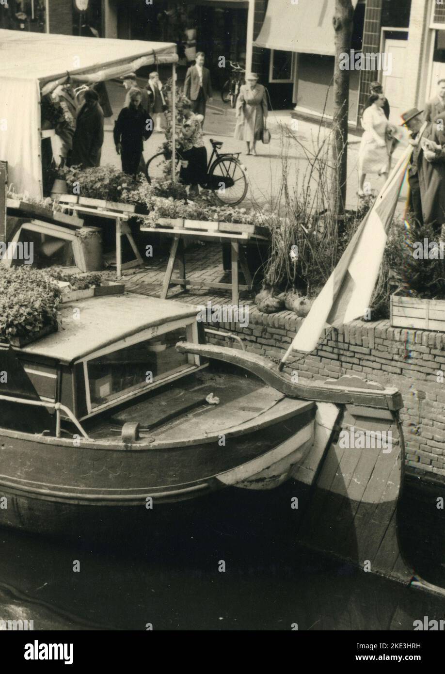 Floating market at Alkmaar, Holland 1962 Stock Photo
