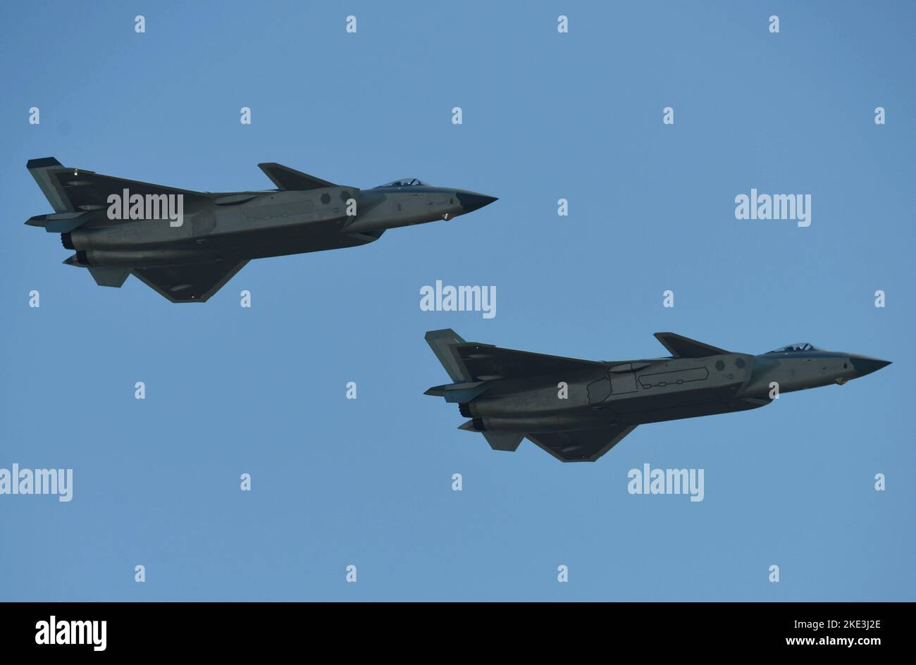 ZHUHAI, CHINA NOVEMBER 10, 2022 Chengdu J20 performs a twoplane
