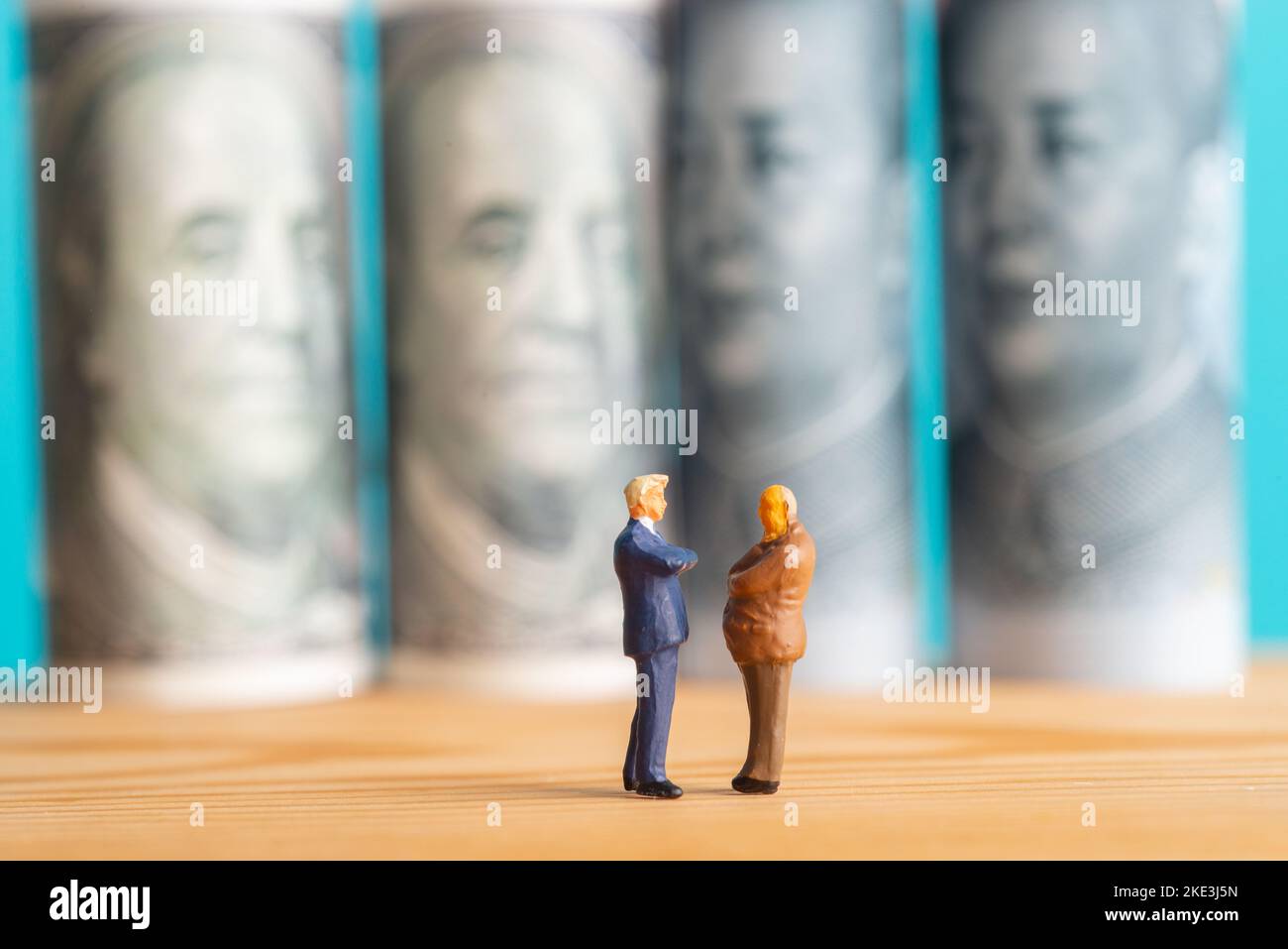 Miniature toys concept of trade war between USA and China Stock Photo ...
