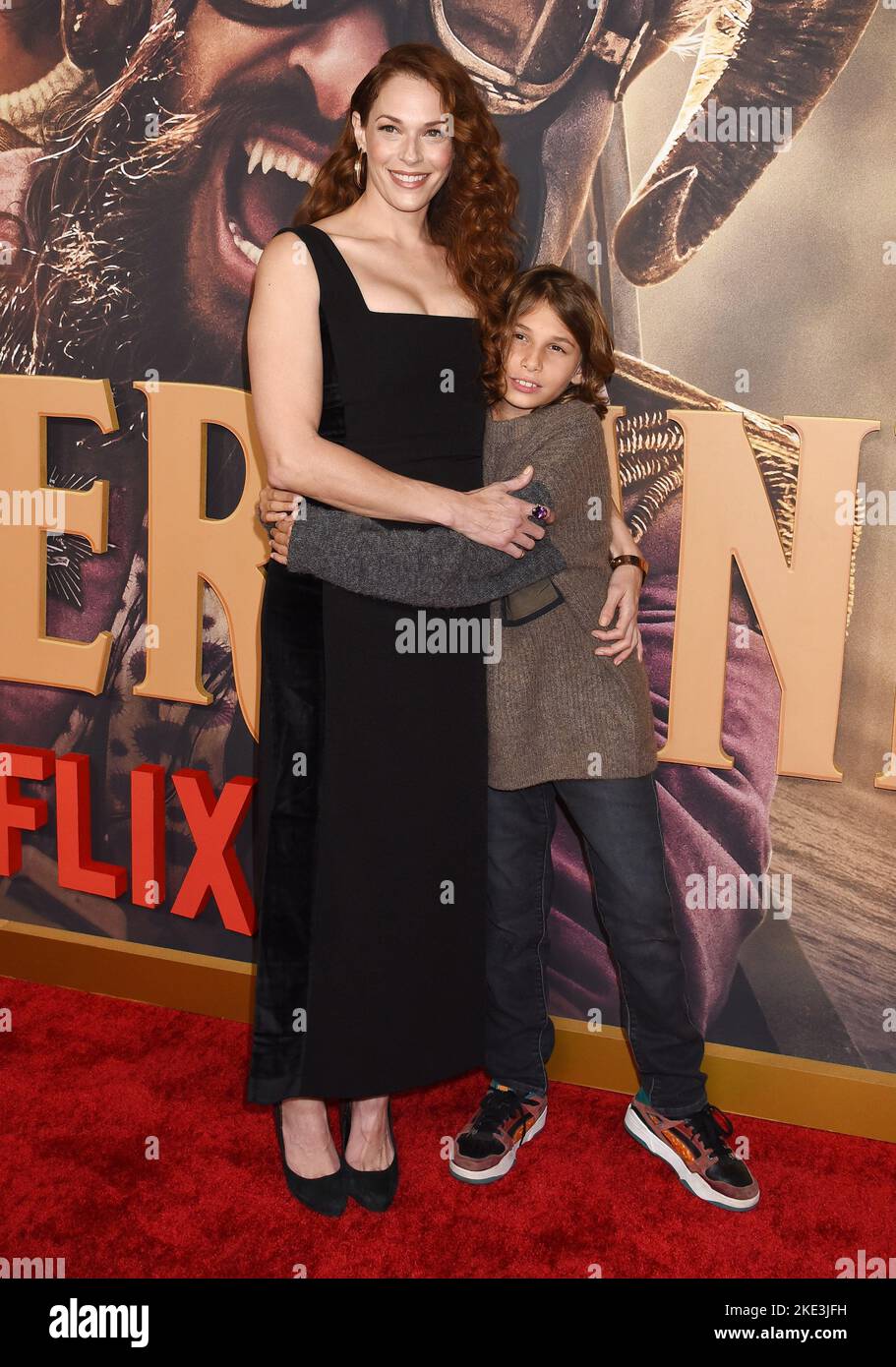 Amanda Righetti and Knox Alan arriving at the