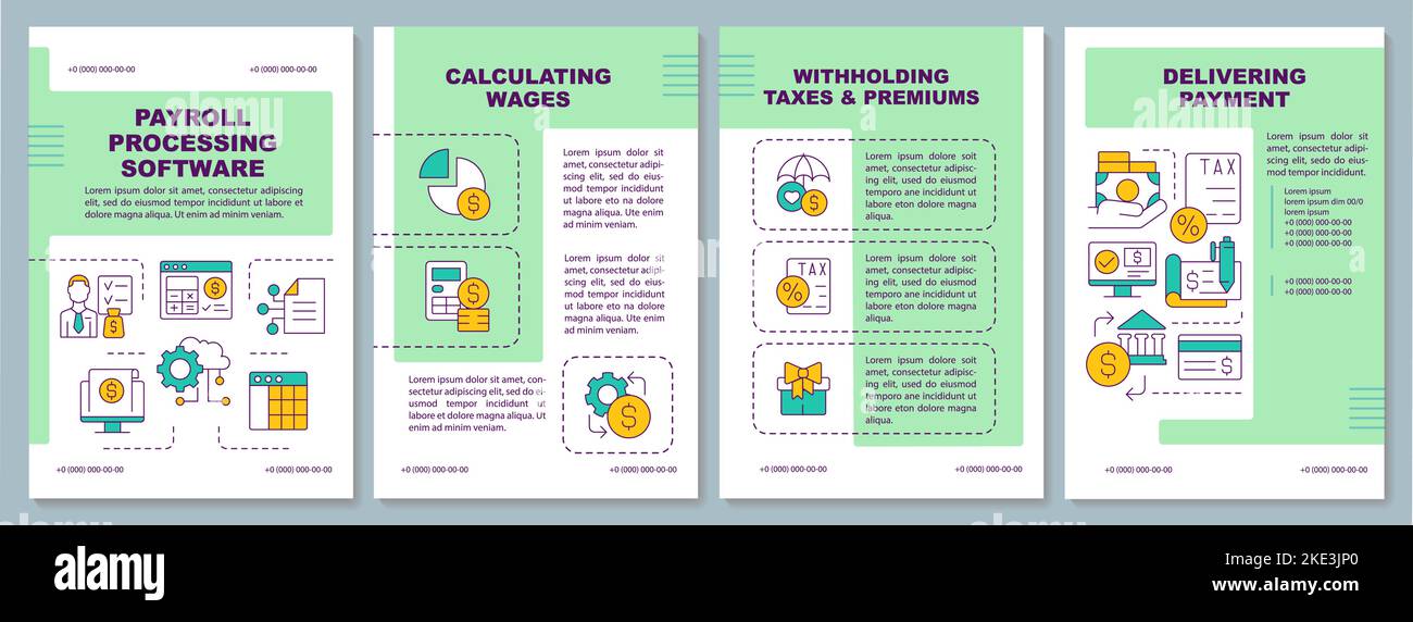 Payroll processing software green brochure template Stock Vector Image ...