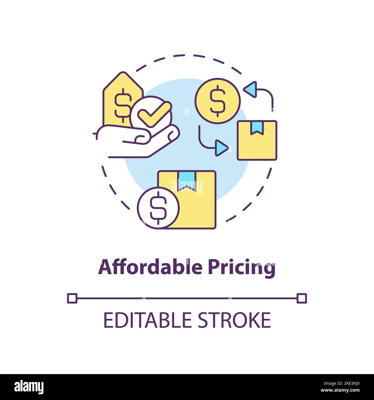 Affordable pricing concept icon Stock Vector